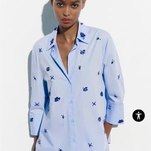 Zara poplin button top with jewels